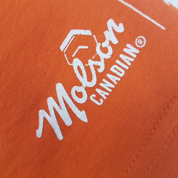 Vintage Molson Canadian Tee Shirt Large US L Edmonton Oilers 1984 Mark Messier - Picture 9 of 10